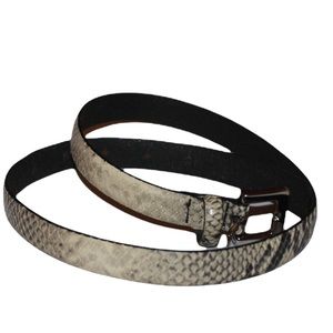Club Monaco Snakeskin Leather Belt with Silver Buckle - EUC like new